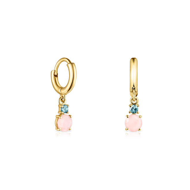 Mini Ivette earrings in yellow gold with pink opal and blue topaz – buy at  Poison Drop online store, SKU